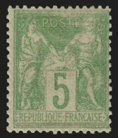 France N°102, Sage 5c Vert-jaune, Neuf * Avec Charnière COTE 45€ - TB - 1898-1900 Sage (Type III)