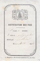 PRIX 1 ERE CLASSE 2 EME PRIX GEOGRAPHIE 20 AOUT 1856 9 X 13 CM - Diplômes & Bulletins Scolaires