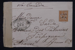 CHINE -  Enveloppe De Shanghai Pour La France Via Le Canada En 1918 Avec Contrôle Postal - L 147803 - Lettres & Documents