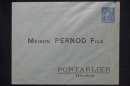 FRANCE - Entier Postal Type Sage Avec Repiquage Commercial Pernod Fils, Non Circulé - Défauts - L 147818 - Overprinted Covers (before 1995)