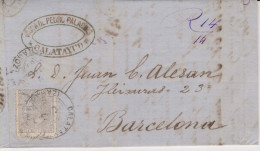 Año 1879 Edifil 204 Alfonso XII Carta  Matasellos Calatayud Zaragoza Membrete Viuda Pedro Palacios - Lettres & Documents