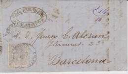 Año 1879 Edifil 204 Alfonso XII Carta  Matasellos Calatayud Zaragoza Membrete Viuda Pedro Palacios - Storia Postale