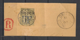 OBOCK - 1892 - N°YT. 31 - Type Alphée Dubois 5f Sur 1f - Signé MIRO - Oblitéré Sur Fragment / Used - Usati