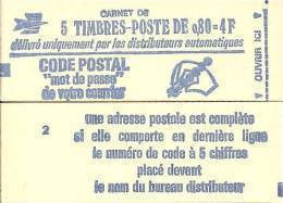 CARNET 1816-C 1 Marianne De Béquet "CODE POSTAL" Conf. 2 Fermé Parfait état TRES RARE - Modern : 1959-…