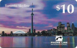 Canada - Phone Line Intl. - Toronto Skyline Type#2 Reverse, Remote Mem. 10$, Used - Canada