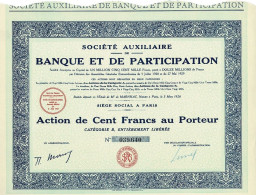 Titre De 1929 - Société Auxilaire De Banque Et De Participation - - Banque & Assurance