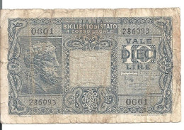ITALIE 10 LIRE 1944 VG+ P 32 C - Regno D'Italia – 10 Lire