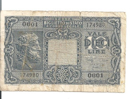 ITALIE 10 LIRE 1944 VG+ P 32 C - Regno D'Italia – 10 Lire