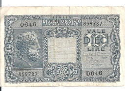 ITALIE 10 LIRE 1944 VF P 32 C - Regno D'Italia – 10 Lire