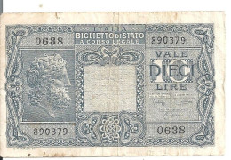 ITALIE 10 LIRE 1944 VF P 32 C - Regno D'Italia – 10 Lire