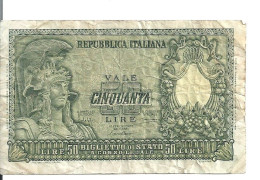 ITALIE 50 LIRE 1951 VG+ P 91 A - 50 Lire