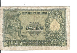 ITALIE 50 LIRE 1951 VG+ P 91 A - 50 Liras