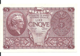 ITALIE 5 LIRE 1944 XF+ P 31 C - Italië– 5 Lire