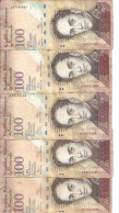 VENEZUELA 100 BOLIVARES 2011 VF P 93 D ( 5 Billets ) - Venezuela