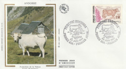 Delcampe - " VACHE PYRENEENNE " Sur Enveloppe 1er Jour De 1991 Sur Soie D'Andorre. N° YT 406. Parfait état. FDC. - Hoftiere
