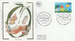 " RECYCLONS " Sur Enveloppe 1er Jour Sur Soie De 1998 D'Andorre Parfait  état. FDC A SAISIR - Umweltschutz Und Klima