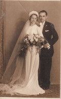 Bride & Groom , Wedding , Marriage , Mariage , Hochzeit Real Photo Postcard Foto Csehi Pecs Hungary - Noces