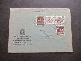 Berlin 1972 Freimarken MiF Dekorativer Umschlag W.J. Kammler Briefmarken Etage Kaufhaus Am Markt Bad Oldesloe - Storia Postale