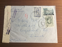 Griechenland 1949 Zensurbrief In Die Schweiz - Cartas & Documentos