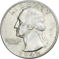 États-Unis, Washington Quarter, 1942, Philadelphie, TTB+, Argent, KM:164 - 1932-1998: Washington