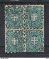 REGNO:  1896/97  STEMMA  -  5 C. VERDE  BL. 4  US. -  SASS. 67 - Oblitérés