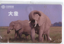 Télécarte China Unicom : Eléphants - Giungla