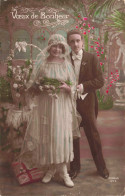 NOCES - Voeux De Bonheur - Les Jeunes Mariés - Serre - Colorisé - Carte Postale Ancienne - Huwelijken