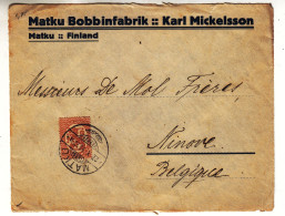 Finlande - Devant De Lettre De 1919 - Oblit Matku - Exp Vers Ninove - - Briefe U. Dokumente