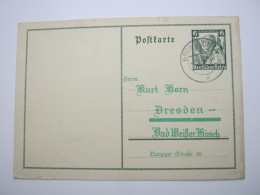 1936 , 6 Pfg. Nothilfe , Ganzsache Mit Beitseitigem Privatzudruck  Aus Grossenhain - Interi Postali Privati