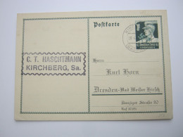 1935 , 6 Pfg.  Nothilfe  , Ganzsache Mit Beitseitigem Privatzudruck  Aus  Kirchberg - Private Postal Stationery