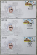 INDIA 2010 Dr. Triguna Sen SETENANT FDC MUMBAI , BELGAUM & TIRUCHIRAPALLI CANCELLATIONs - Storia Postale