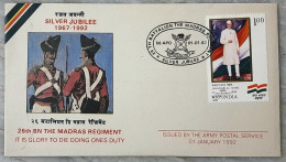 01st January 1992 Madras Regiment ARMY COVER With Blank Brochure - Lettres & Documents