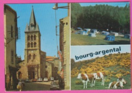 D42 - BOURG ARGENTAL - CPM Grand Format Multivues (Église - Camping - Vaches)  - Bourg Argental