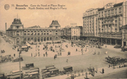 BELGIQUE - Bruxelles - Gare Du Nord Et Place Rogier - Animé - Carte Postale Ancienne - Transport Urbain Souterrain