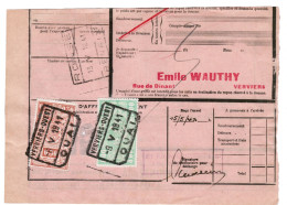 TR 237, 254 Sur Fragment Bulletin D'expedition, Obliterations Centrales Nettes VERVIERS OUEST/QUAI Pour RONSE - Usati