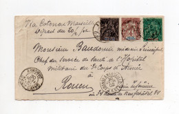 !!! LETTRE DE GRAND POPO - DAHOMEY DE 1902 AFFRANCH TRICOLORE TIMBRES DU BENIN, CACHET MARITIME LOANGO A MARSEILLE - Cartas & Documentos