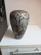 Vase Ancien Laiton Cloisonné Hauteur 19 Cm Diamètre 12 Cm - Vasen