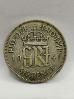 6 PENCE ARGENT 1941 GEORGE VI ROYAUME UNI / UNITED KINGDOM SILVER - H. 6 Pence
