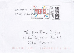 Vignette Sur Lettre " Merci " -  " Timbre Imprimé " - Printable Stamps (Montimbrenligne)