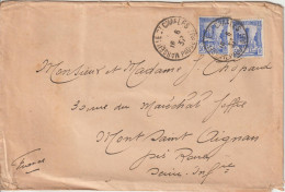 Lettre 1937 De Tunisie Pour La France Rouen Oblitération Marseille Paquebot - 1921-1960: Moderne