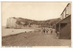 Photochrom Postcard, Kent, Dover, ST, Margarets Bay, Old Coastguard Cottages, Sea View, Shelter, People. - Dover