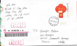 Sur Lettre De CHINE En FRANCE (Commelle Vernay) - Brieven En Documenten