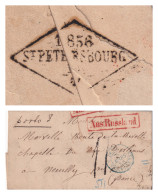 LETTRE. RUSSIE. 27 MARS 56. ST PETERSBOURG POUR NEUILLY FRANCE. PORTO 3. AUS RUSSLAND. PRUSSE VALENCIENNES 3. TAXE 11 - ...-1857 Prefilatelia