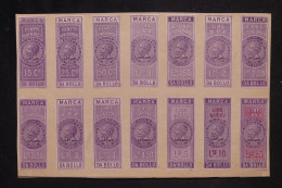 ITALIE - 14 Fiscaux Surchargés SAGGIO (spécimen) Sur Support - L 147834 - Revenue Stamps