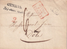 LAS. SUISSE. 30 JANV 1836. POUR DOLE. L.G. SUISSE PAR FERNEY. TAXE 6 - ...-1845 Vorphilatelie