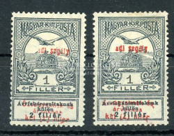 Hadi Segély 1f, 2db, Látványos Nyomás Hiányokkal - Used Stamps