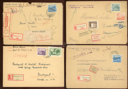 1956-57. 4db Ajánlott Levél, érdekességekkel, Címnyomozás, Felbontás, Továbbküldés - Used Stamps