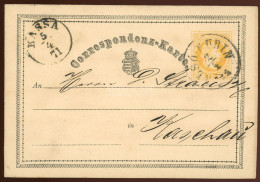 ALSÓKUBIN 1871. Díjjegyes Levlap Kassára - Used Stamps