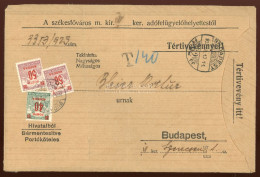 BUDAPEST 1923. Helyi Levél, Hárombélyeges Portózással - Used Stamps