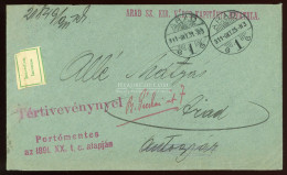 ARAD 1911. Dekoratív, Térrtivevényes, Helyi Visszaküldött Levél - Used Stamps